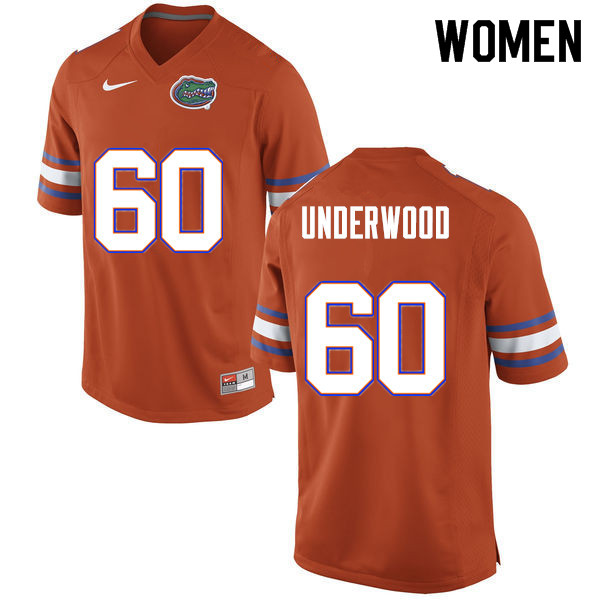 Women #60 Houston Underwood Florida Gators College Football Jerseys Sale-Orange - Click Image to Close